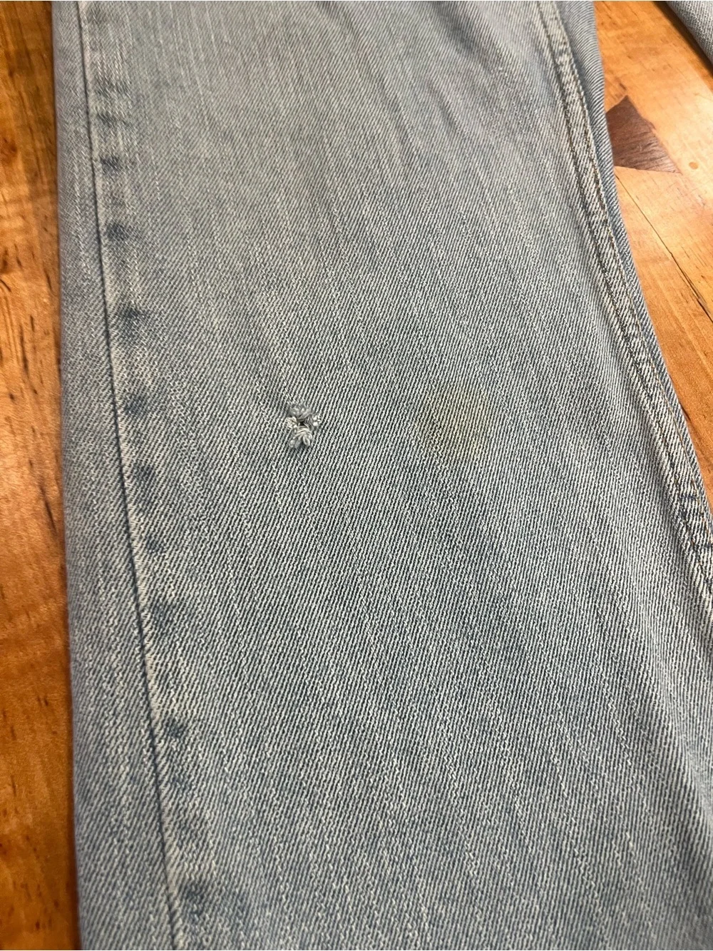 Levi's Men's Light Blue Denim Jeans with Tan Leather Patch